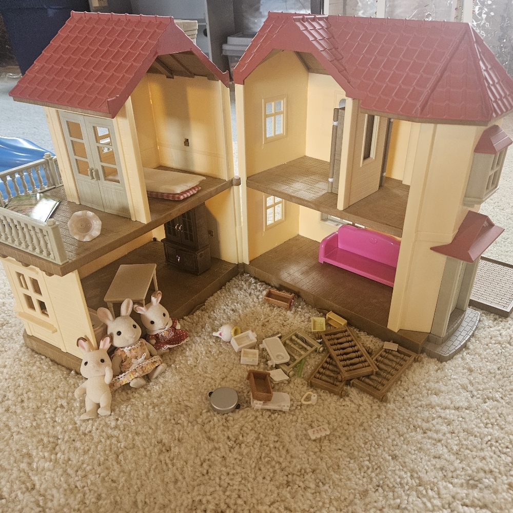 Calico Critter Vintage Red Roof Country Home Epoch Sylvanian Family Doll House